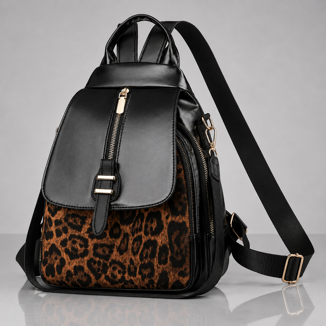 LILIAN LEOPARD LEATHER BACKPACK