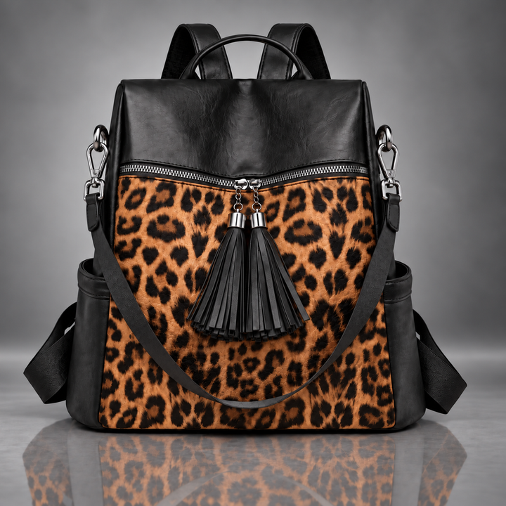 LILIAN LEOPARD TASSEL BACKPACK