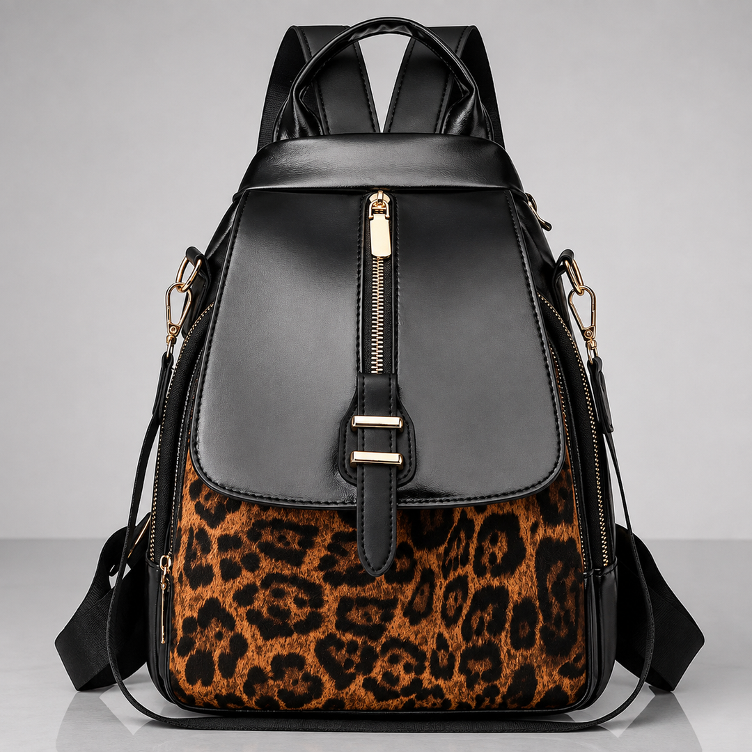 LILIAN LEOPARD LEATHER BACKPACK