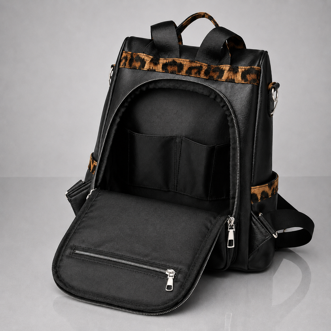 LIVIA LEOPARD LEATHER BACKPACK