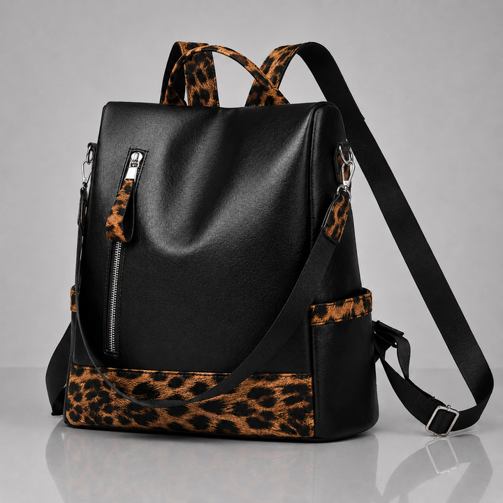 LIVIA LEOPARD LEATHER BACKPACK