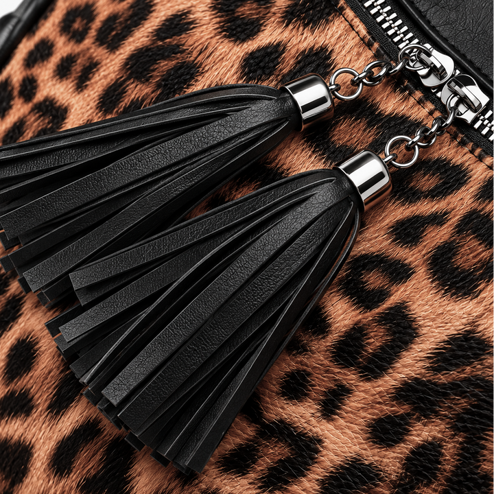 LILIAN LEOPARD TASSEL BACKPACK