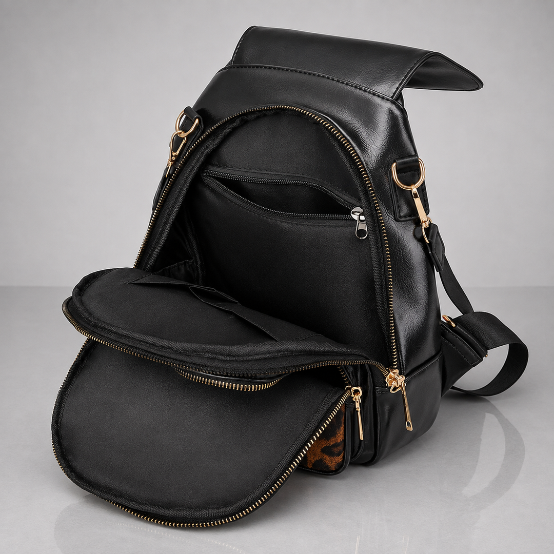 LILIAN LEOPARD LEATHER BACKPACK