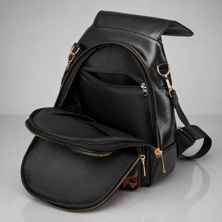 LILIAN LEOPARD LEATHER BACKPACK