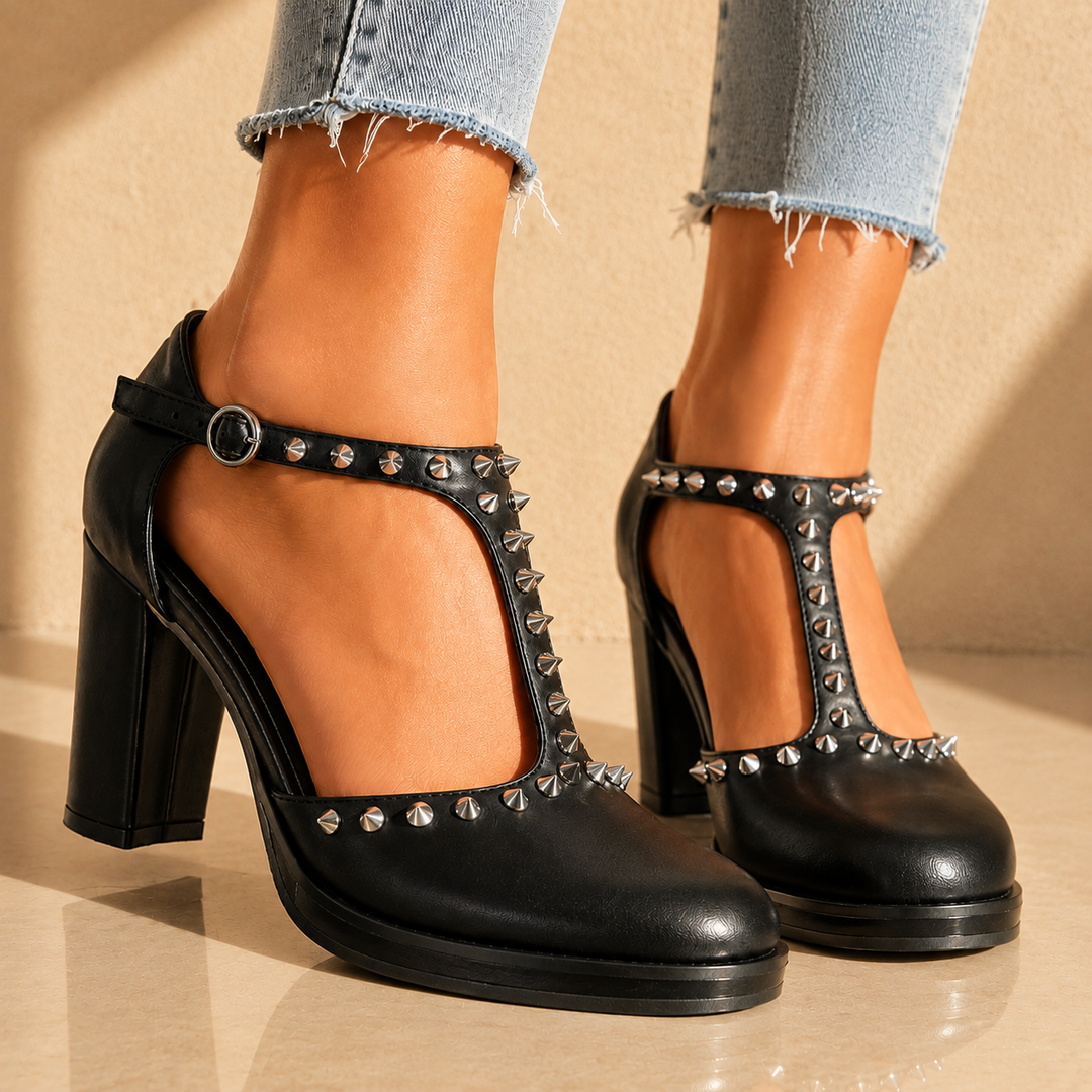 RHIANNA RETRO RIVET HEELS
