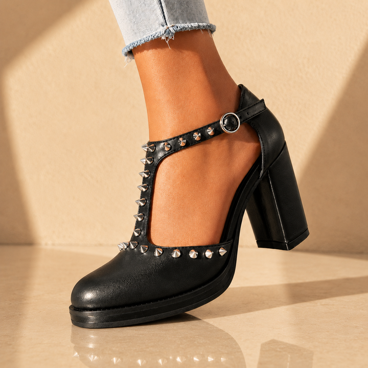 RHIANNA RETRO RIVET HEELS