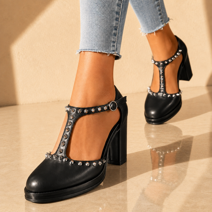 RHIANNA RETRO RIVET HEELS