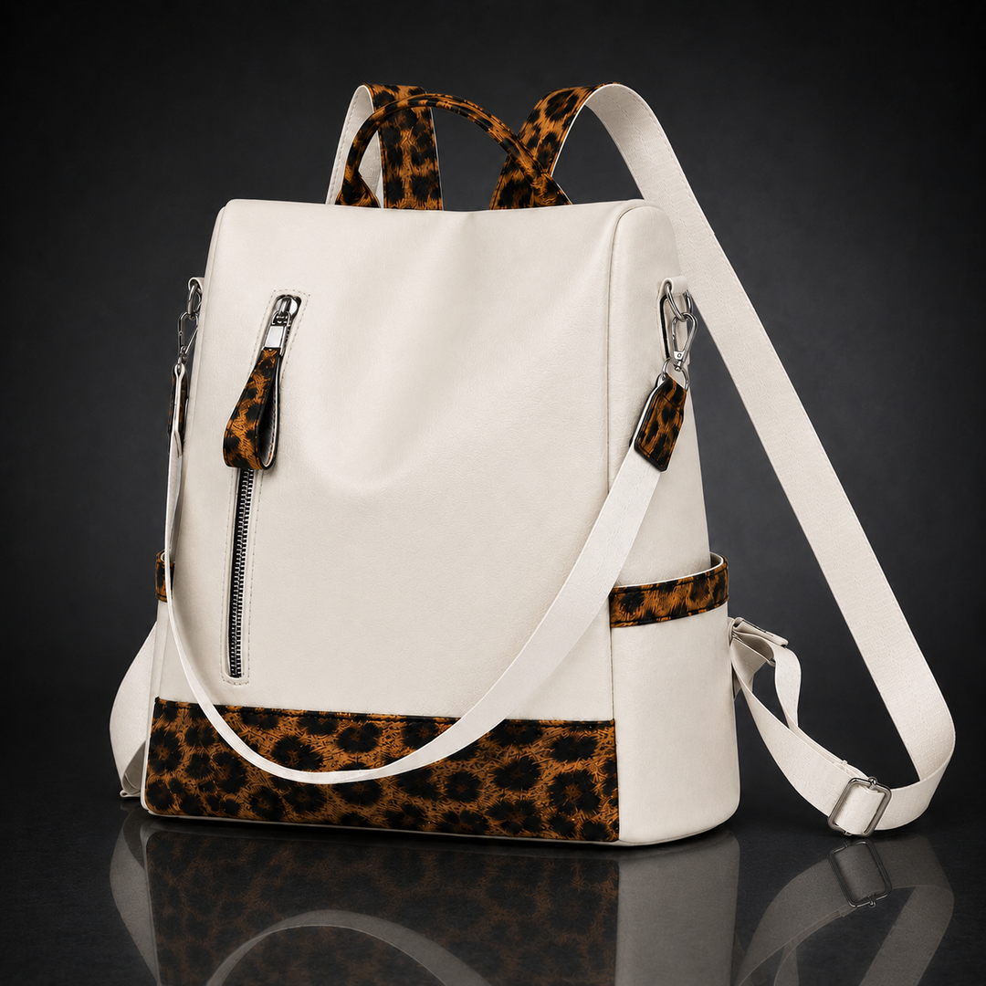 LIVIA LEOPARD LEATHER BACKPACK