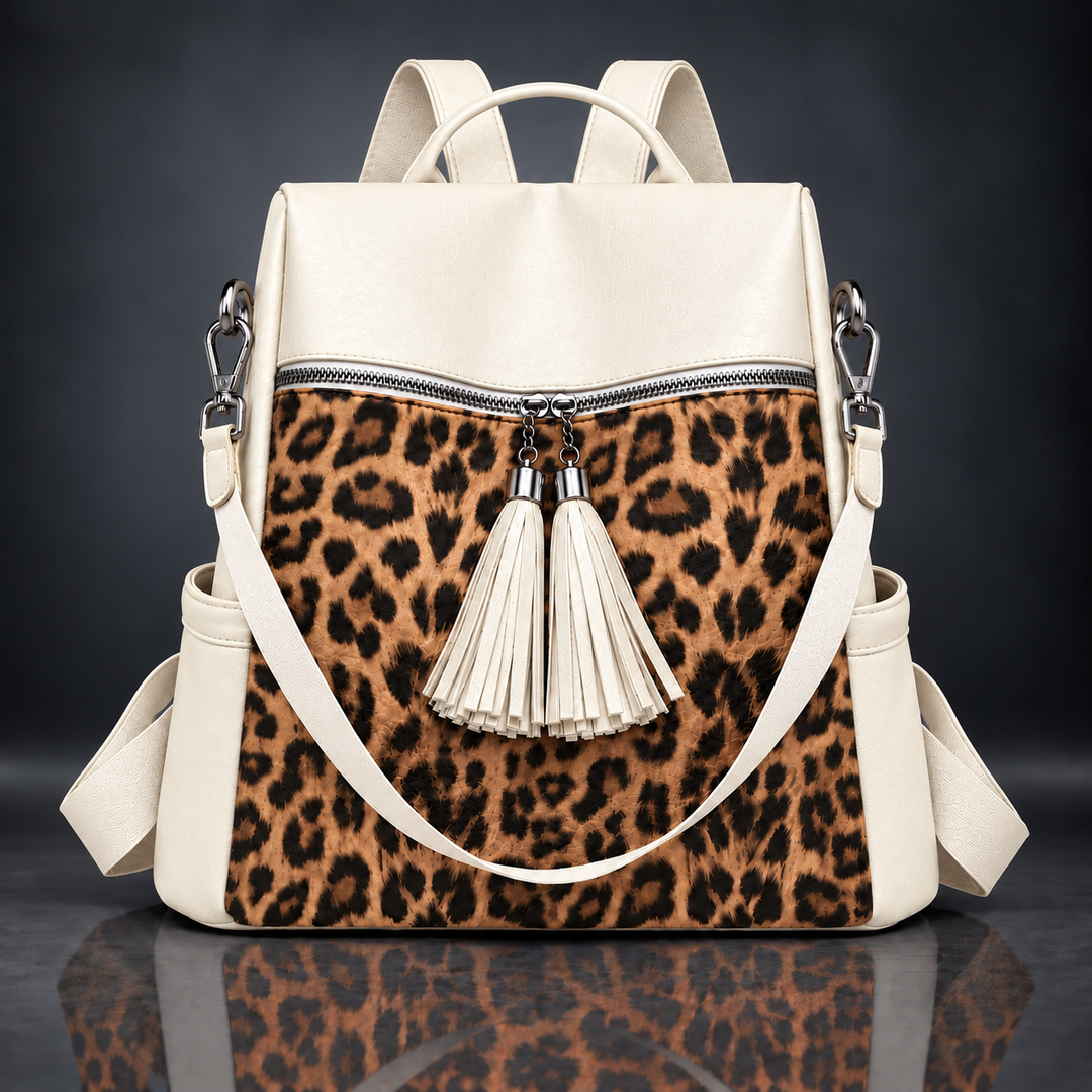 LILIAN LEOPARD TASSEL BACKPACK