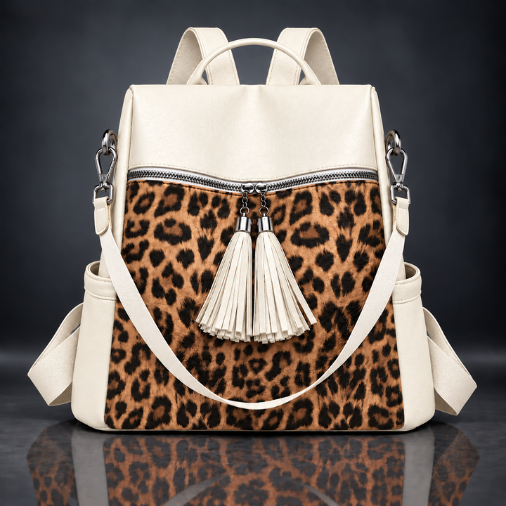 LILIAN LEOPARD TASSEL BACKPACK