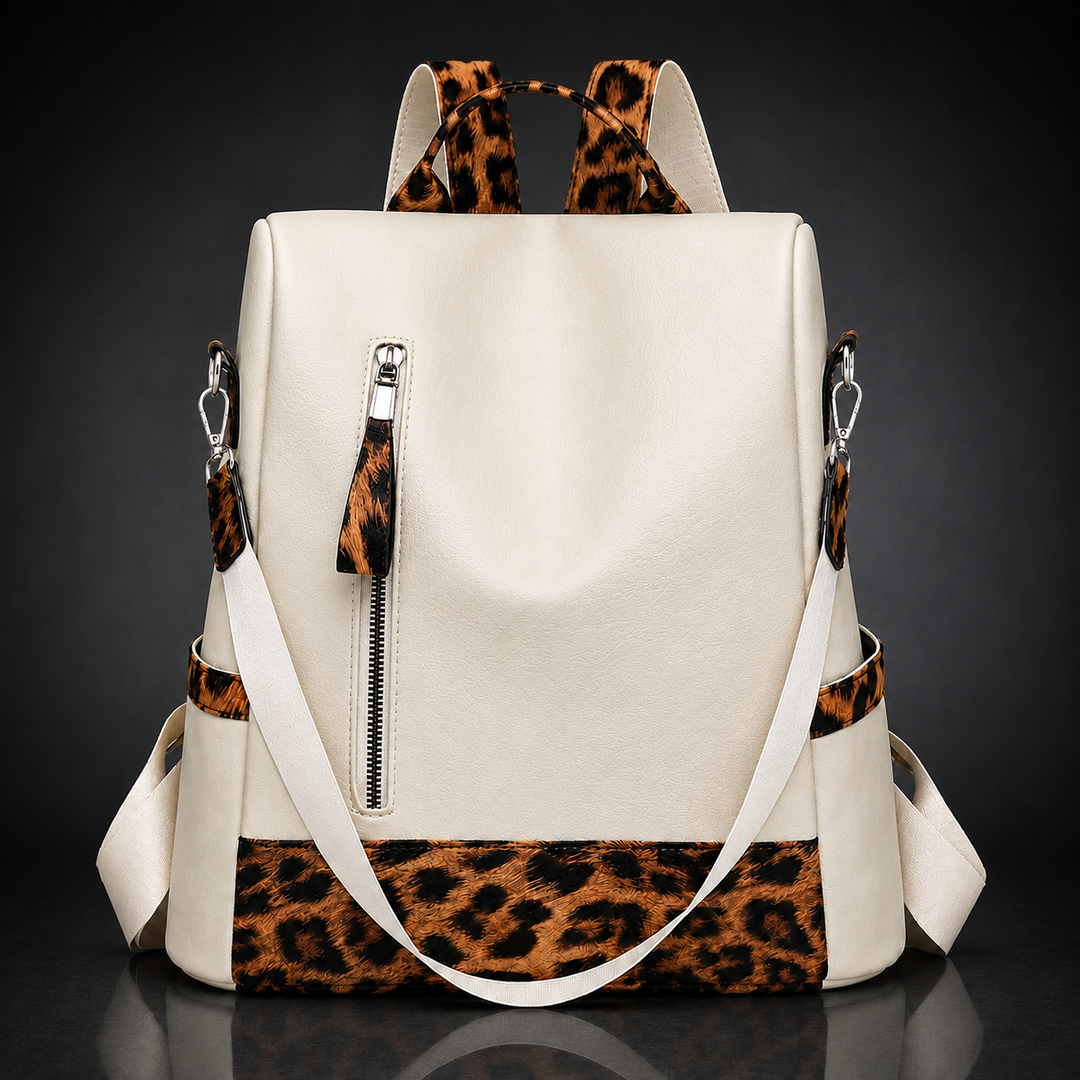 LIVIA LEOPARD LEATHER BACKPACK