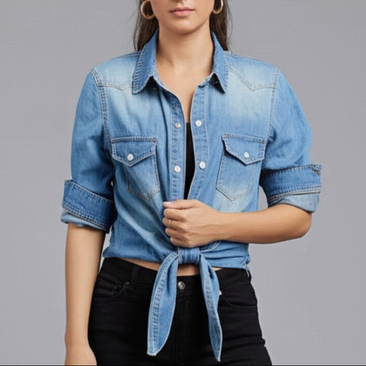 AVERY TIE-KNOT DENIM SHIRT