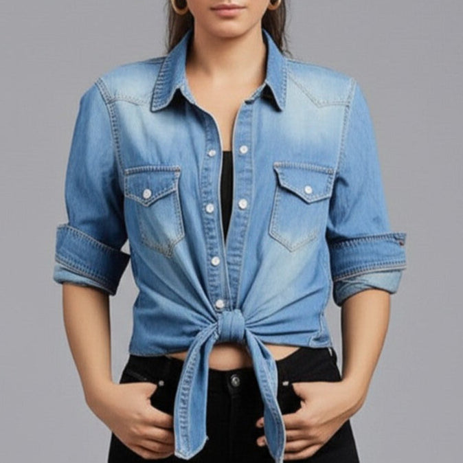AVERY TIE-KNOT DENIM SHIRT