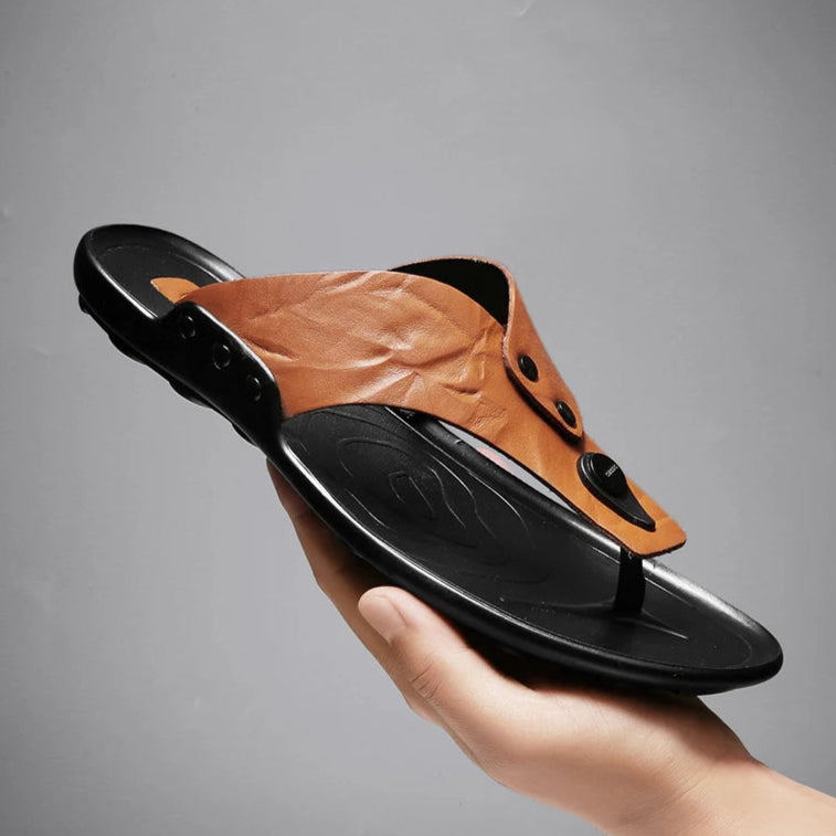 CARLO CRUZ LEATHER SLIDES