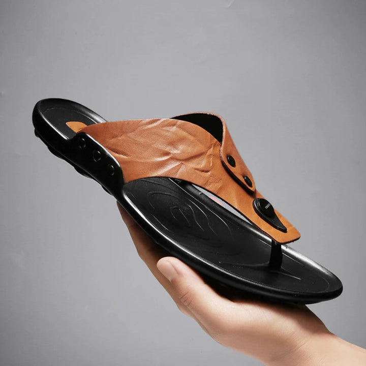 CARLO CRUZ LEATHER SLIDES