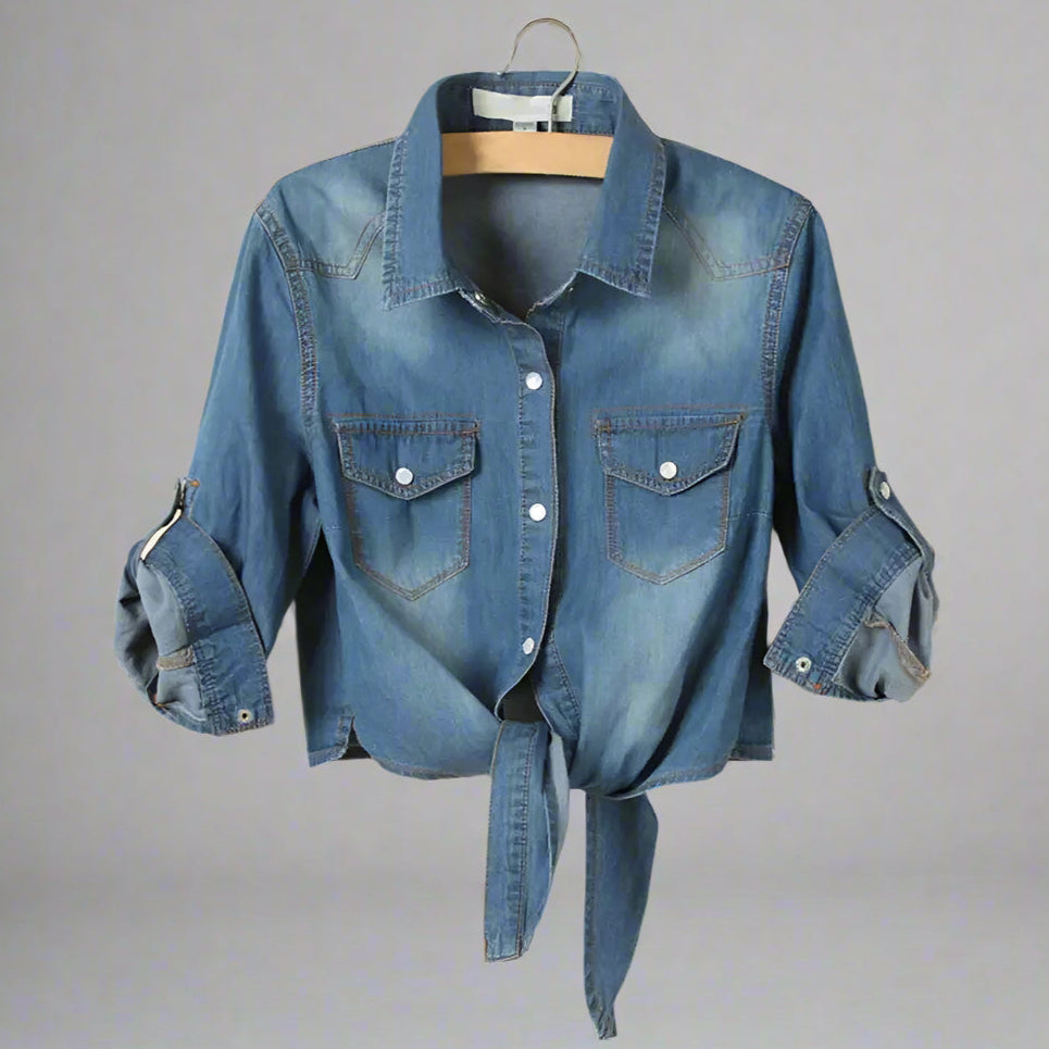 AVERY TIE-KNOT DENIM SHIRT