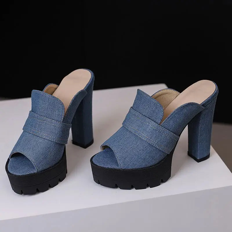 HARLEM DENIM HEELS