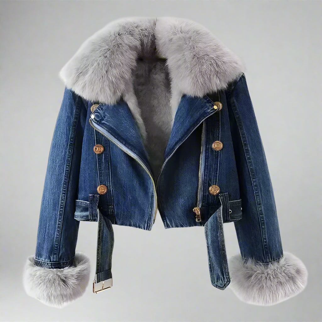 MONROE FUR COLLAR DENIM JACKET