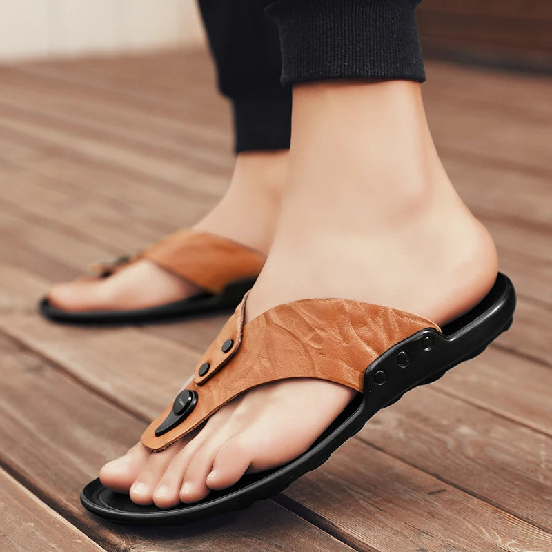 CARLO CRUZ LEATHER SLIDES