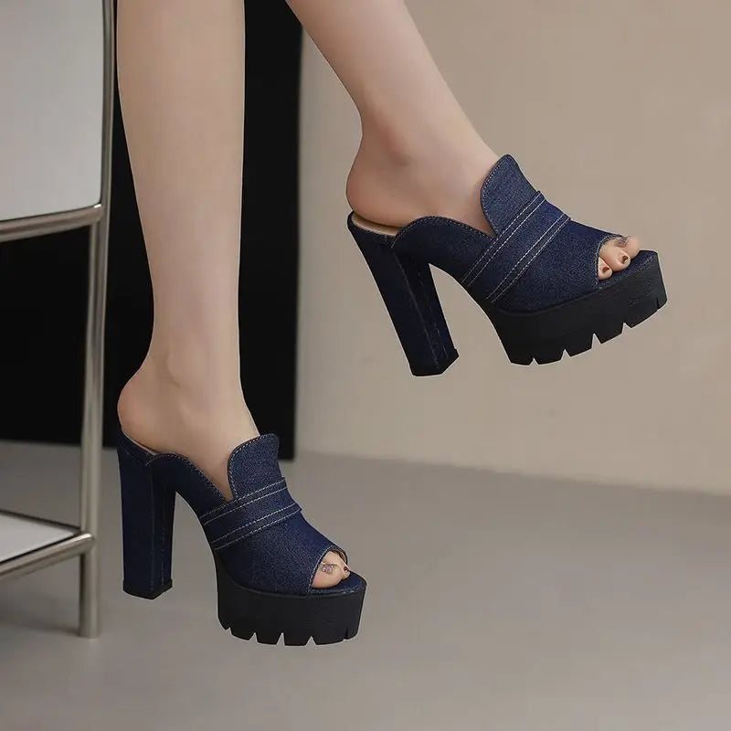 HARLEM DENIM HEELS