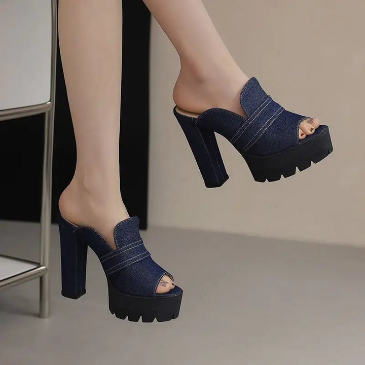 HARLEM DENIM HEELS