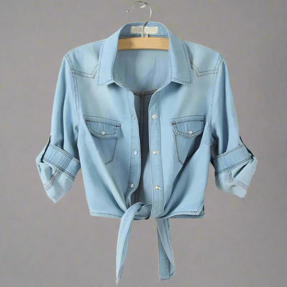 AVERY TIE-KNOT DENIM SHIRT