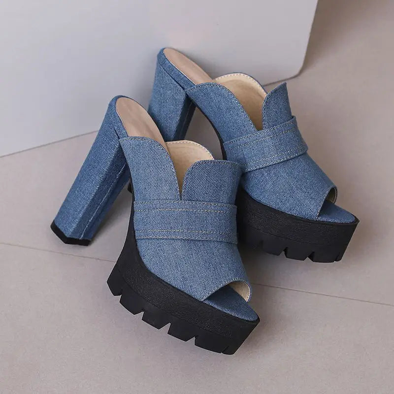HARLEM DENIM HEELS
