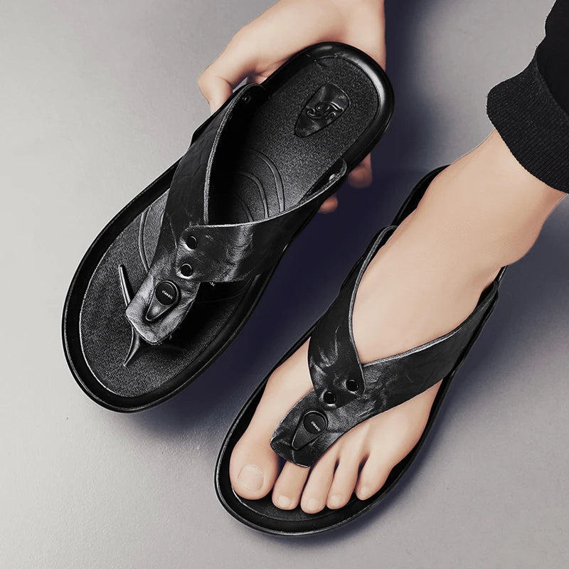 CARLO CRUZ LEATHER SLIDES