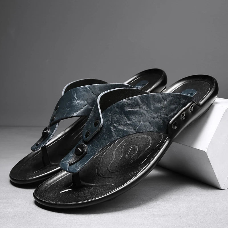 CARLO CRUZ LEATHER SLIDES