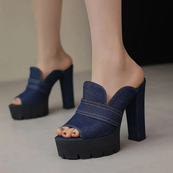 HARLEM DENIM HEELS