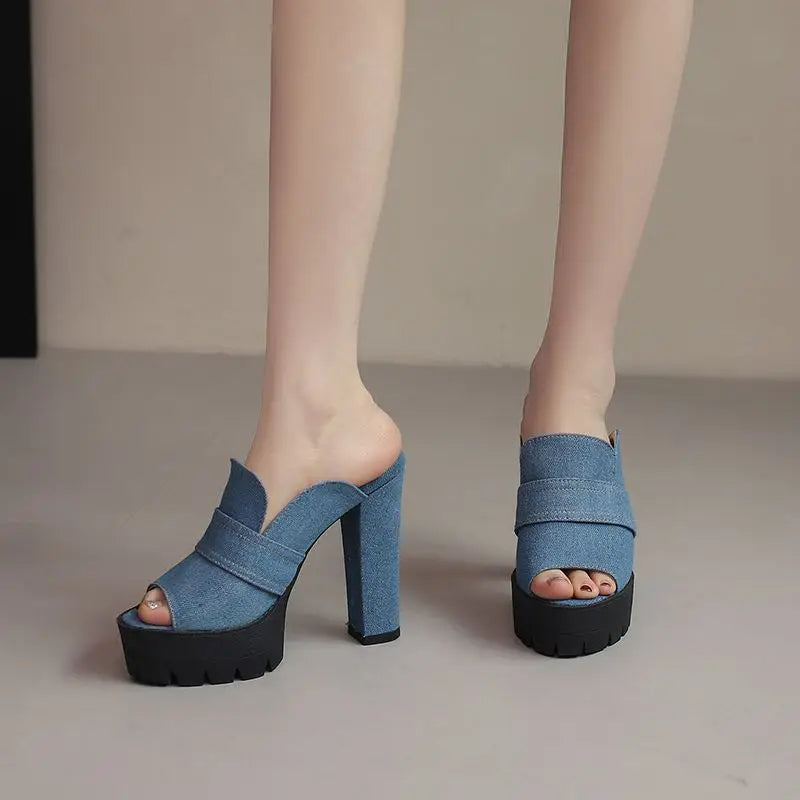 HARLEM DENIM HEELS