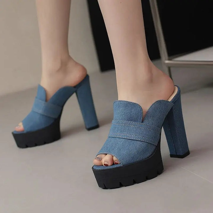 HARLEM DENIM HEELS