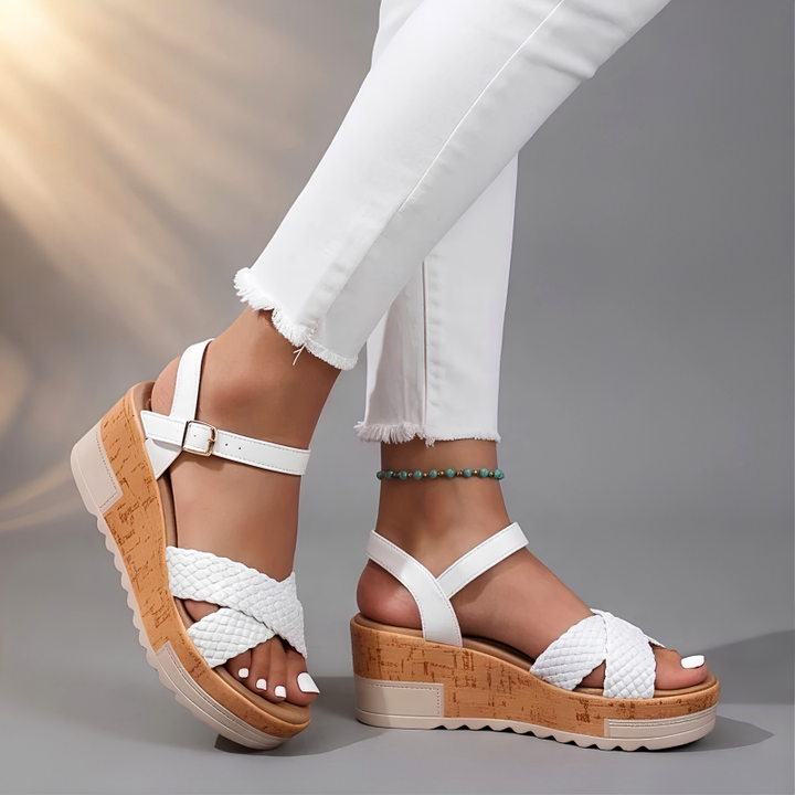 HAZEL WOVEN WEDGE SANDALS