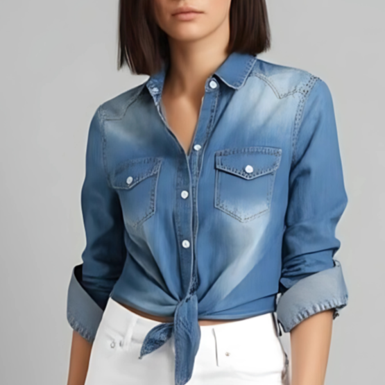 AVERY TIE-KNOT DENIM SHIRT
