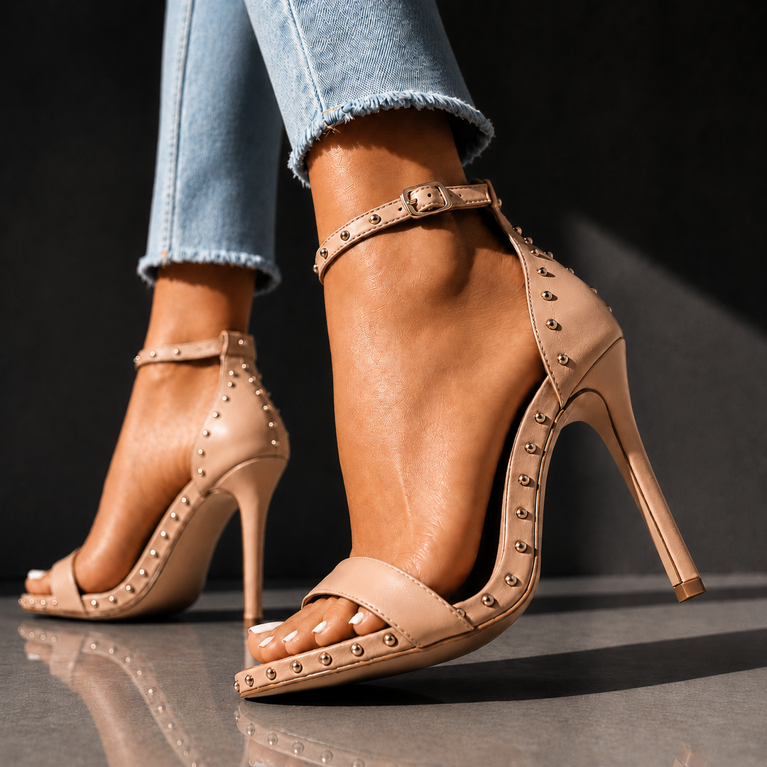 RHIANNA RETRO STUDDED HEELS