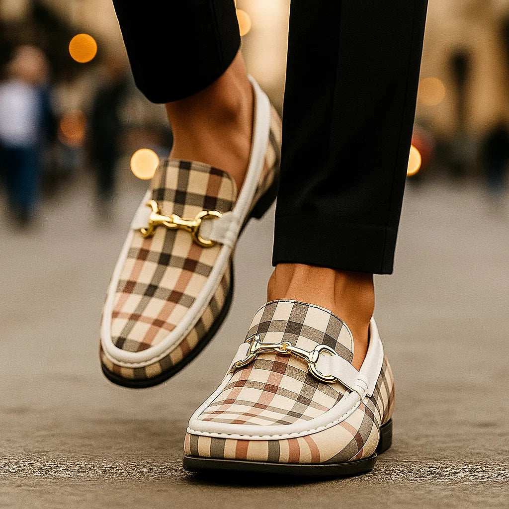 CARVETTI PLAID LEATHER LOAFER