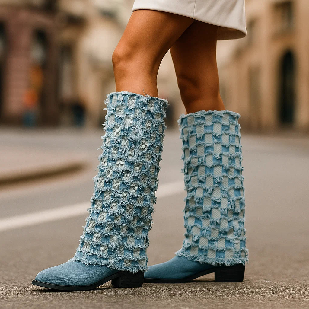 AMELIA MONTROSE DENIM HEELS