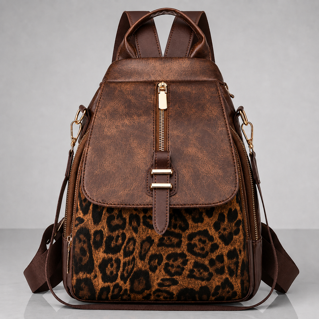 LILIAN LEOPARD LEATHER BACKPACK