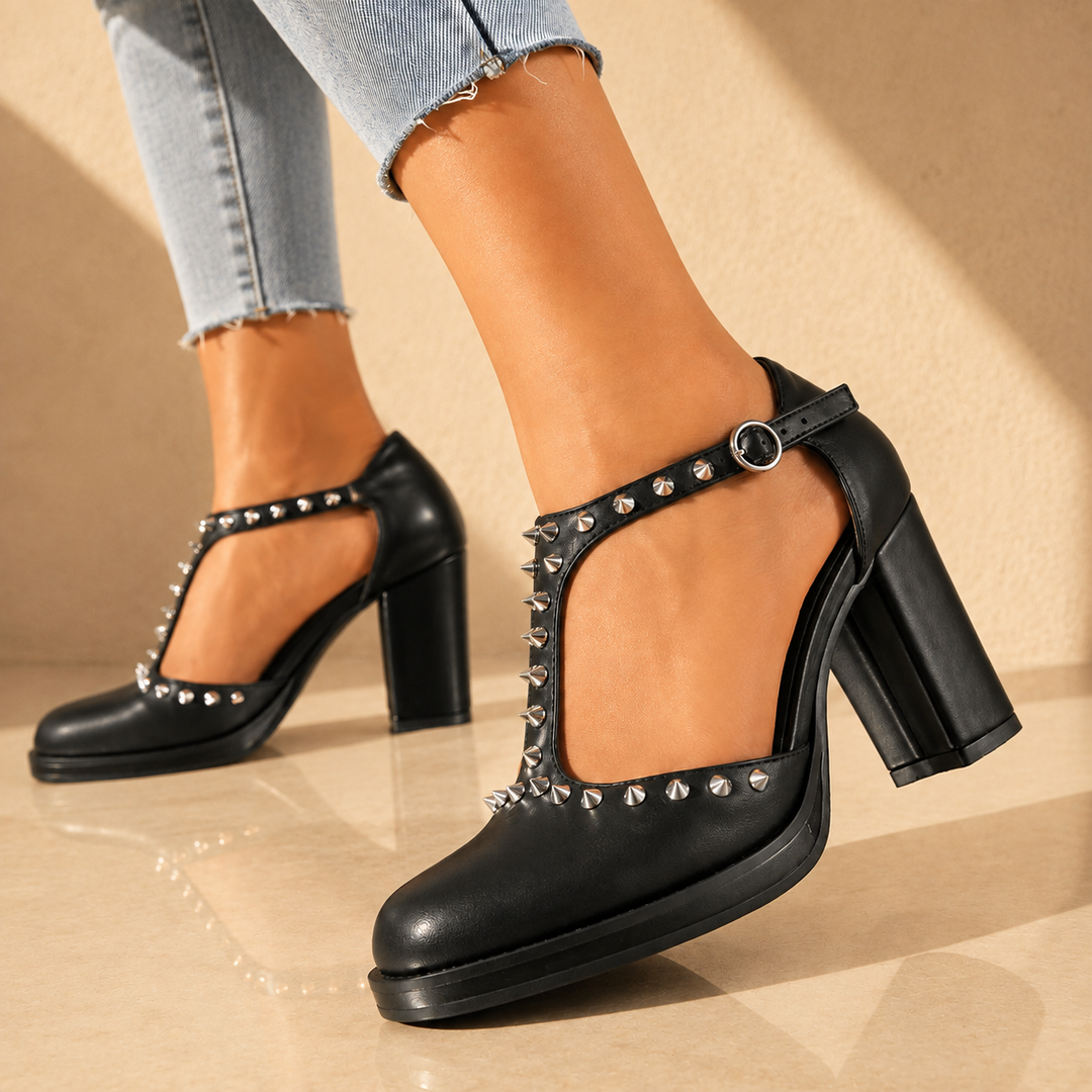 RHIANNA RETRO RIVET HEELS
