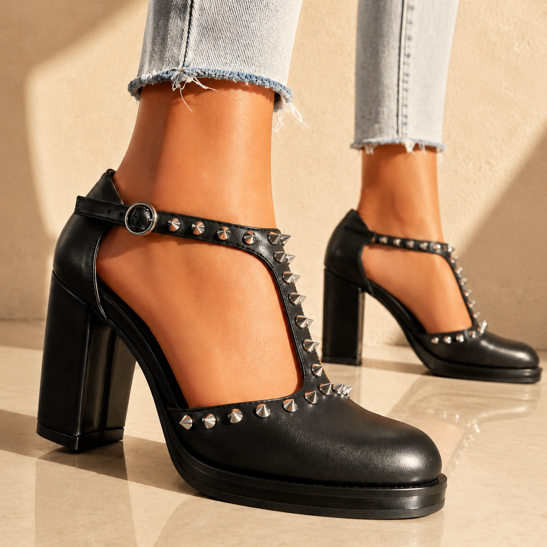 RHIANNA RETRO RIVET HEELS
