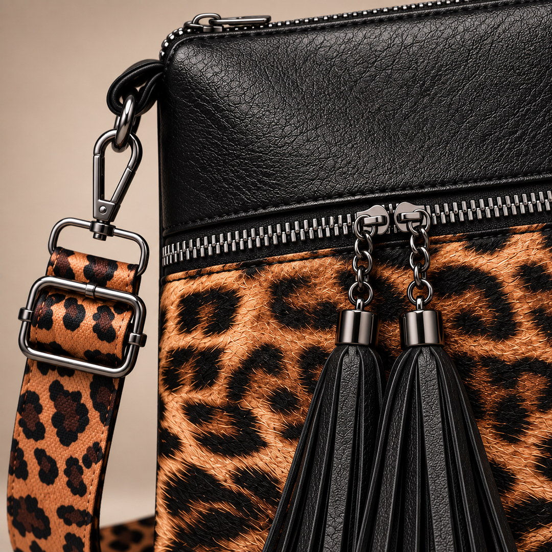 LILIAN LEOPARD TASSEL BAG