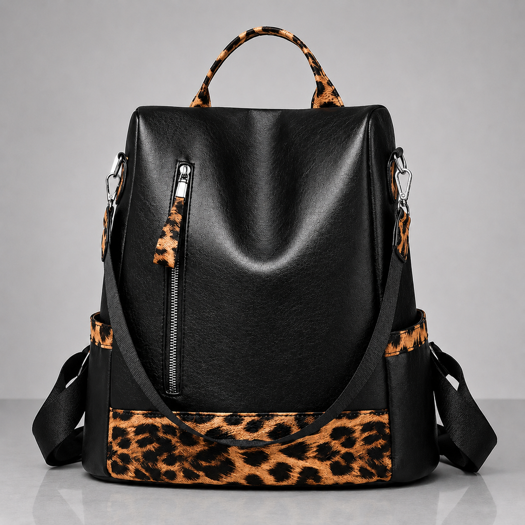 LIVIA LEOPARD LEATHER BACKPACK