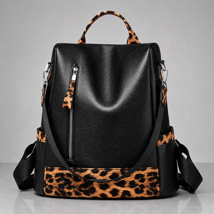 LIVIA LEOPARD LEATHER BACKPACK