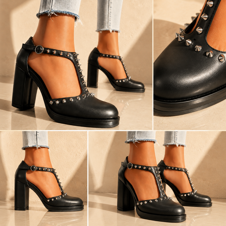 RHIANNA RETRO RIVET HEELS