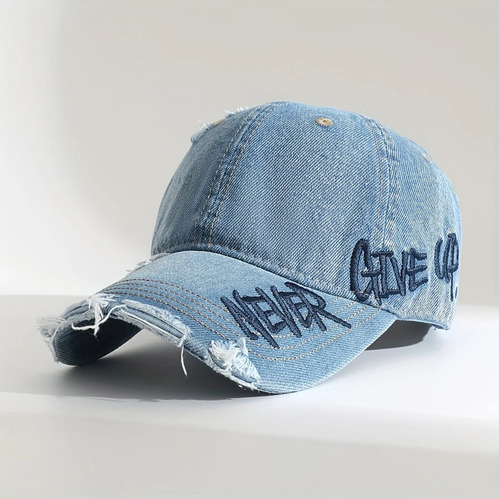 NEVER GIVE UP DENIM CAP