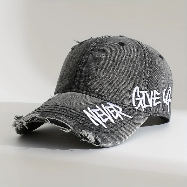 NEVER GIVE UP DENIM CAP